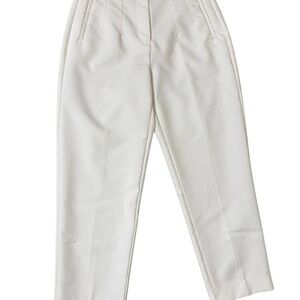 Zara White high-waisted straight-leg trousers
